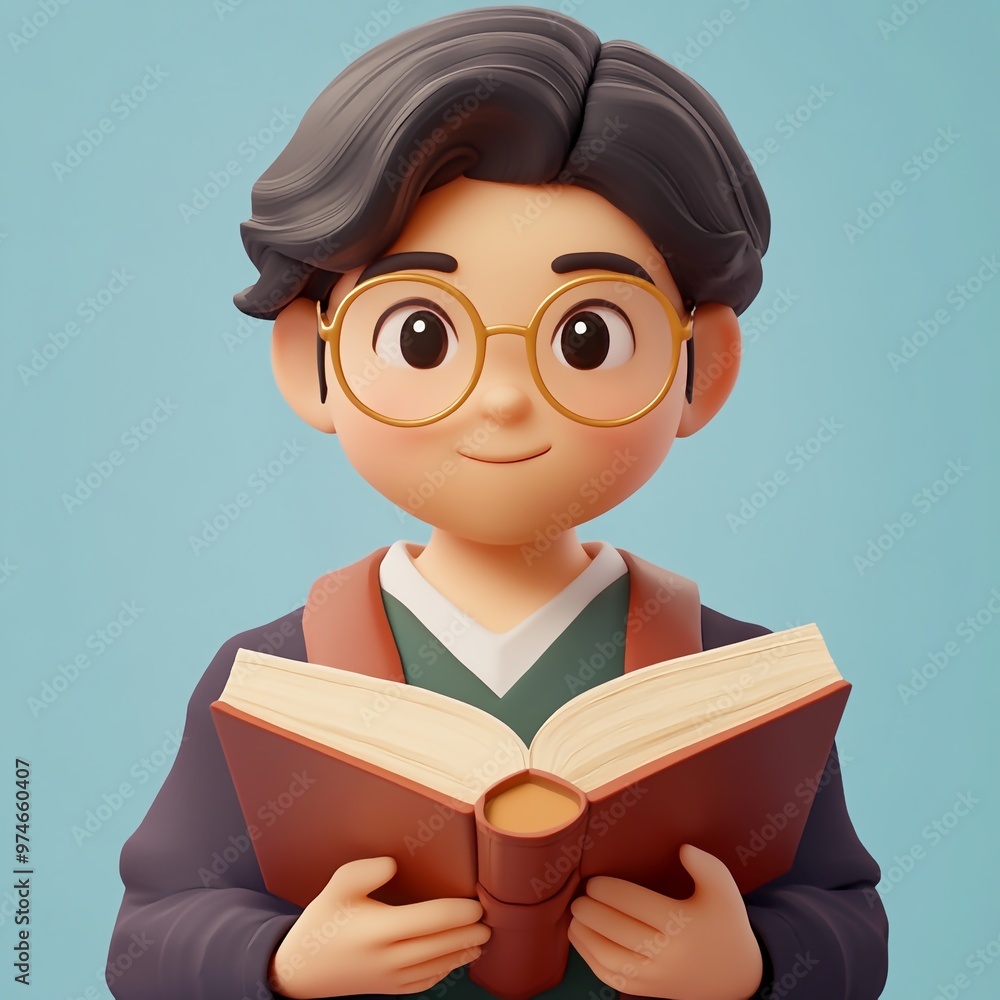 3D Librarian Icon: Keeper of Books and Knowledge Illustration Logo 3D Librarian Icon: Keeper of Books and Knowledge Illustration Logo