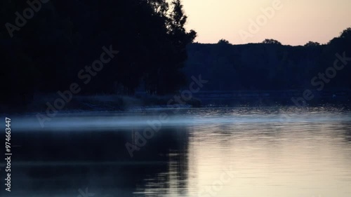 Dawn at lake Fogliano (lago di Fogliano), Circeo National Park, Italy photo