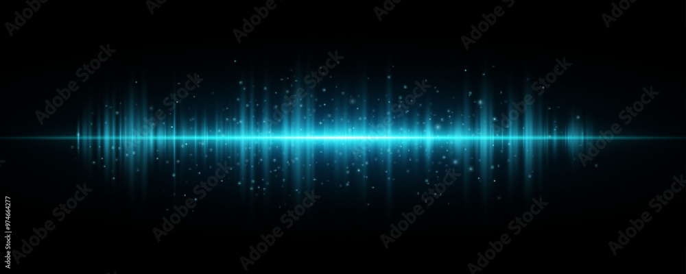 Glowing sound vibrations on black background. Audio waves with blue glow. Abstract voice pattern with light effect. Vector illustration. EPS 10. Glowing sound vibrations on black background. Audio waves with blue glow. Abstract voice pattern with light effect. Vector illustration. EPS 10.
