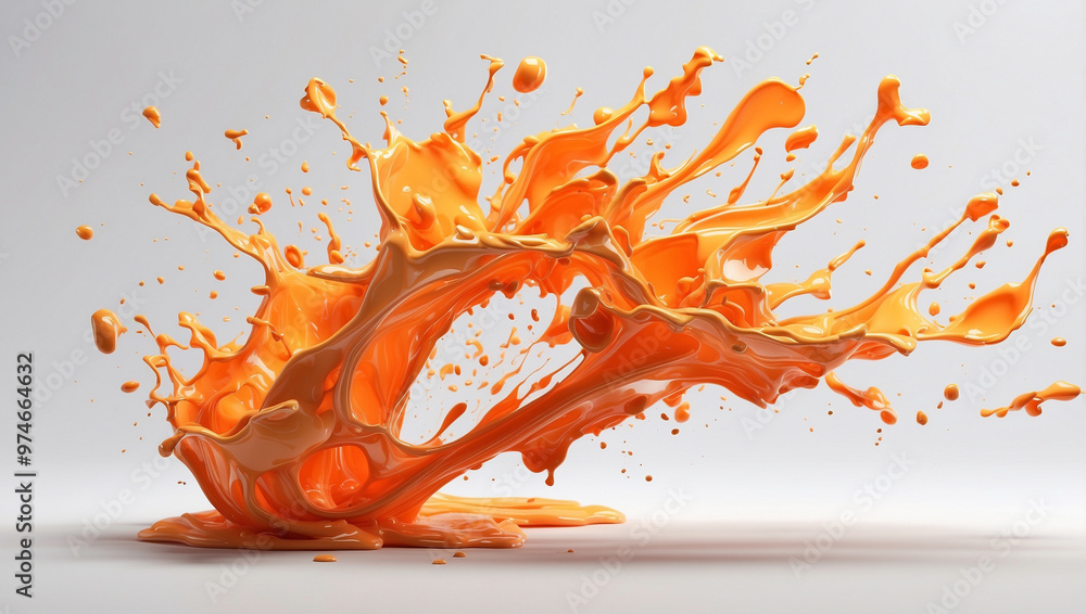 Fototapeta premium Orange Paint Splash AI Art Cutout on Transparent