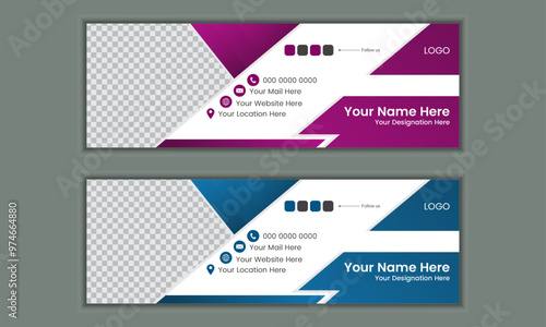 Professional email signature and web banner design template or social media cover page design.
