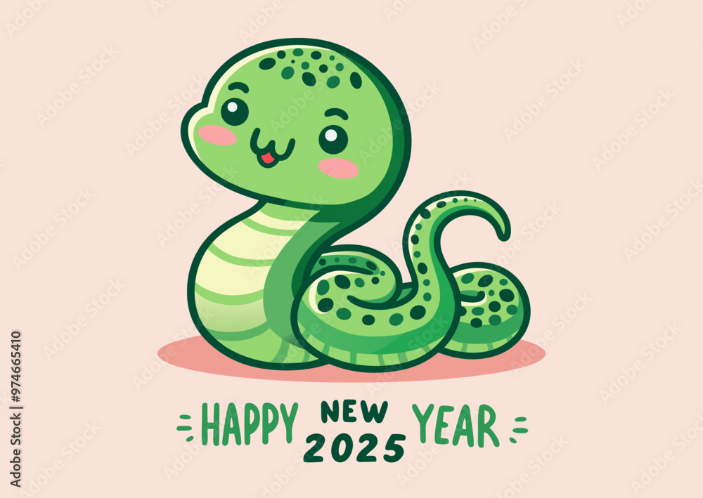 Naklejka premium Green tree snake is the symbol of 2025