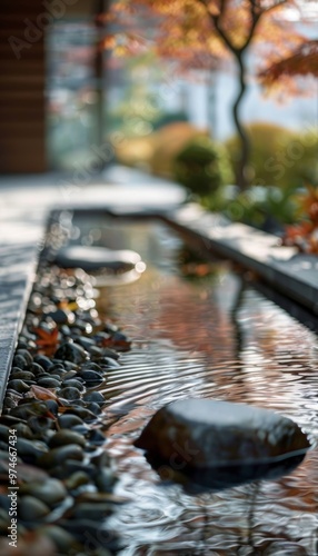 Urban zen  a minimalist japanese garden retreat blending serenity with city life s harmony photo