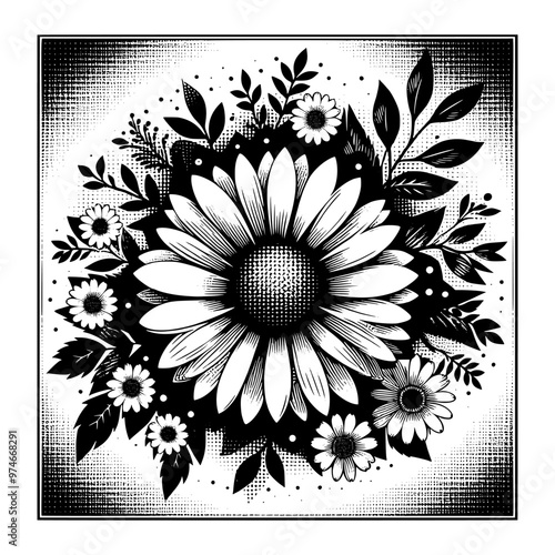 botanical bliss black and white design