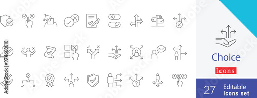 Choice Icon High Res Vector Graphics collection. containing option, choose,  vote, ballot, checkmark, tick, arrow, selection and more stroke