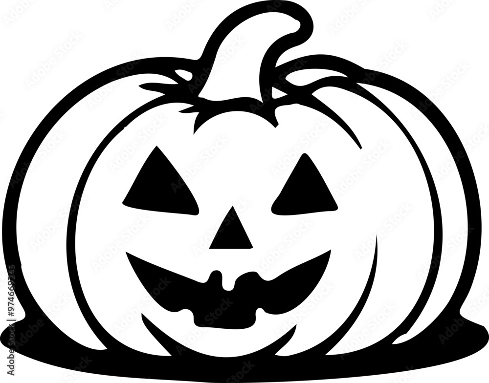 Fototapeta premium Minimal Halloween Pumpkin Line Art Silhouette for Clean and Modern Designs