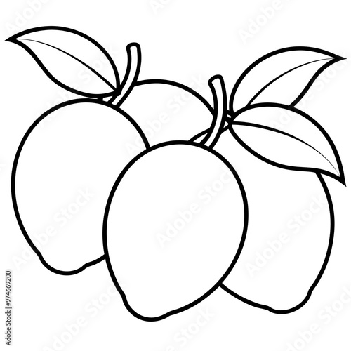 various mangoes outline coloring book page line art drawing