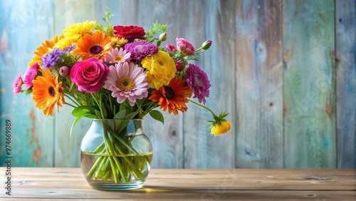 Wallpaper Mural Beautiful bouquet of colorful flowers in a elegant glass vase, bouquet, flowers, vase, colorful, beautiful, floral, arrangement Torontodigital.ca