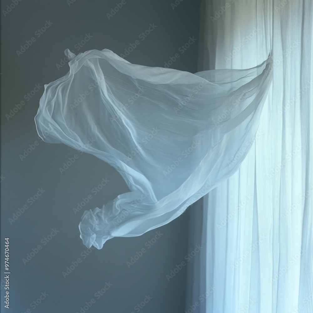 Fototapeta premium Cloth – Artistic Photo of Flowing Cloth Suspended in Midair Creating a Weightless Appearance