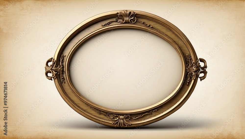 Obraz premium Vintage Oval Round Photo Frame Isolated