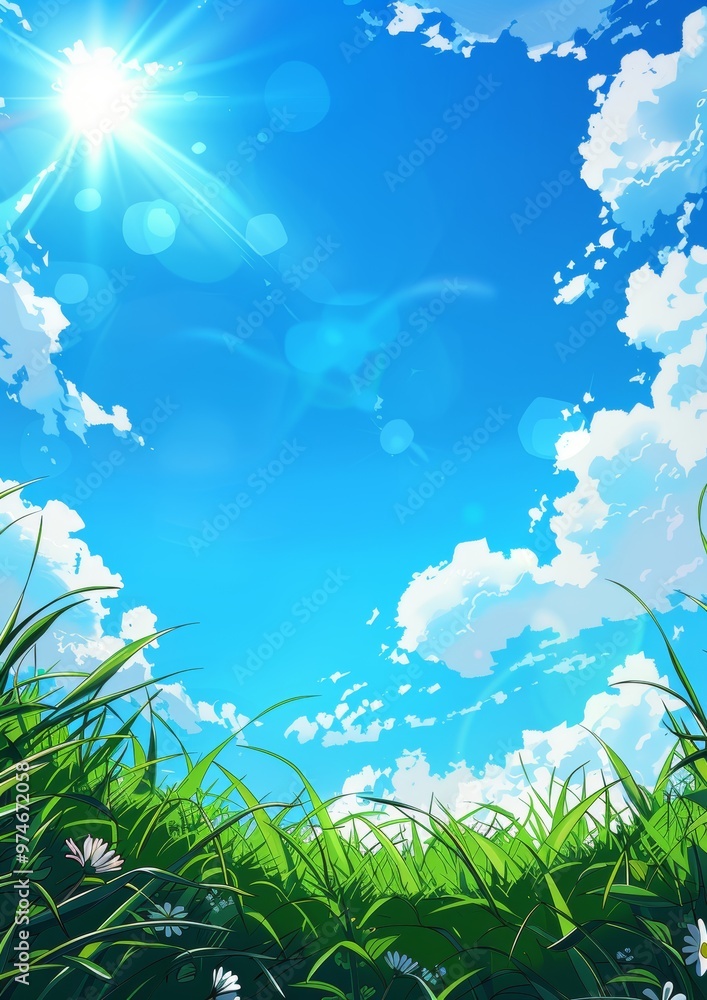 Summer Landscape in Bengal with Bright Blue Sky and White Clouds, perfect for travel or summer vacation backgrounds Generative AI Summer Landscape in Bengal with Bright Blue Sky and White Clouds, perfect for travel or summer vacation backgrounds Generative AI