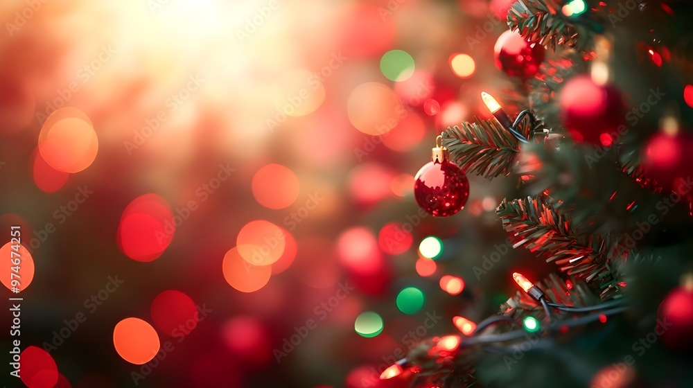 Festive Christmas Tree Ornament with Bokeh Lights Festive Christmas Tree Ornament with Bokeh Lights