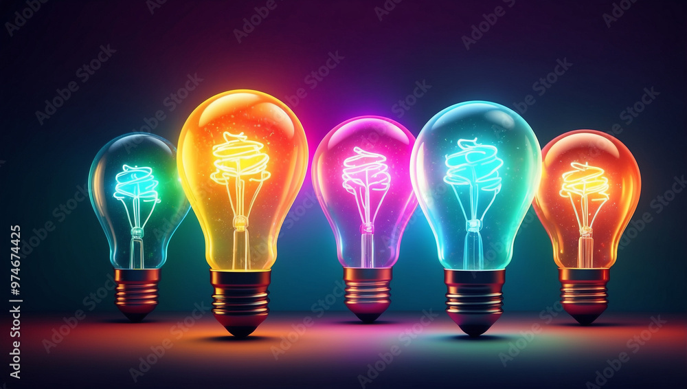 A Colorful Glowing Idea Bulb Lamp Banner A Colorful Glowing Idea Bulb Lamp Banner