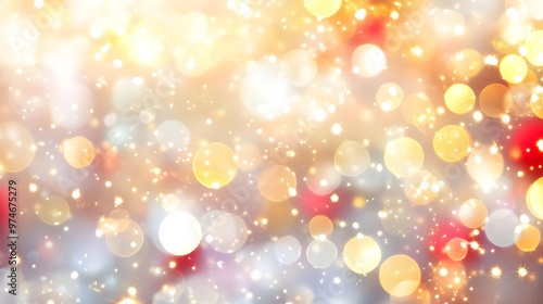 Festive Golden Bokeh Lights Background, Sparkle, Glitter