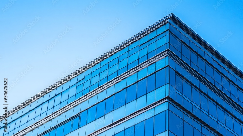Modern Architecture Building with Blue Glass Windows Modern Architecture Building with Blue Glass Windows