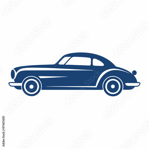 Classic vintage car silhouette vector illustration on white background