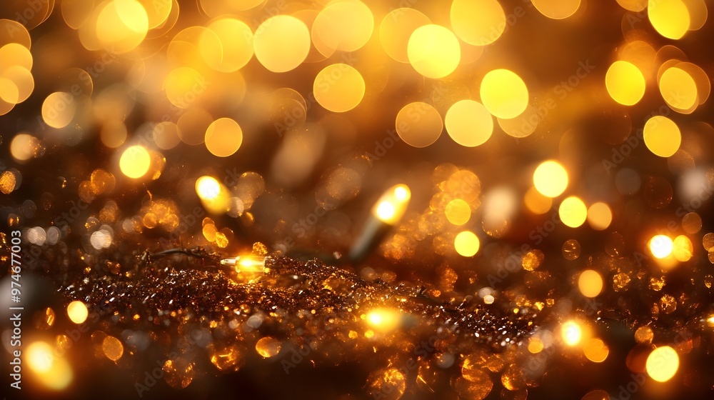 Golden Bokeh Lights, Festive Background Golden Bokeh Lights, Festive Background