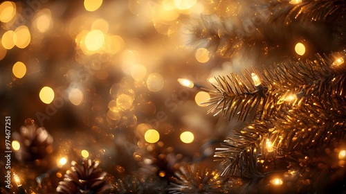 Wallpaper Mural Golden Christmas Lights Bokeh Background Torontodigital.ca