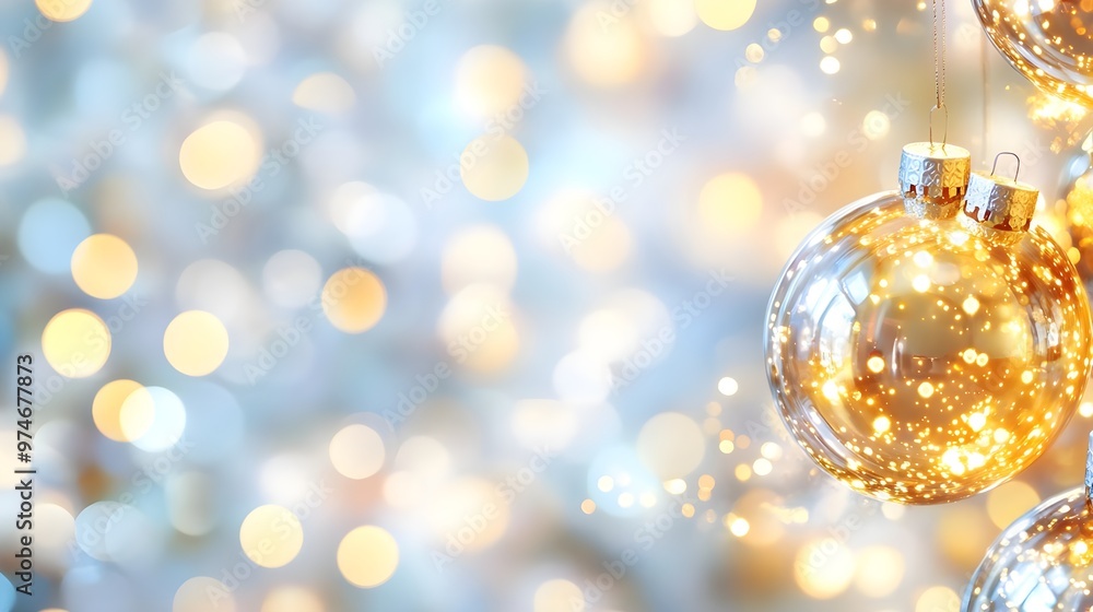 Golden Christmas Ornament with Bokeh Lights Golden Christmas Ornament with Bokeh Lights