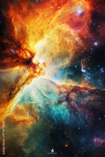 Wallpaper Mural with a cosmic background, stars, nebulae, and galaxies, rich colors and high-quality Torontodigital.ca