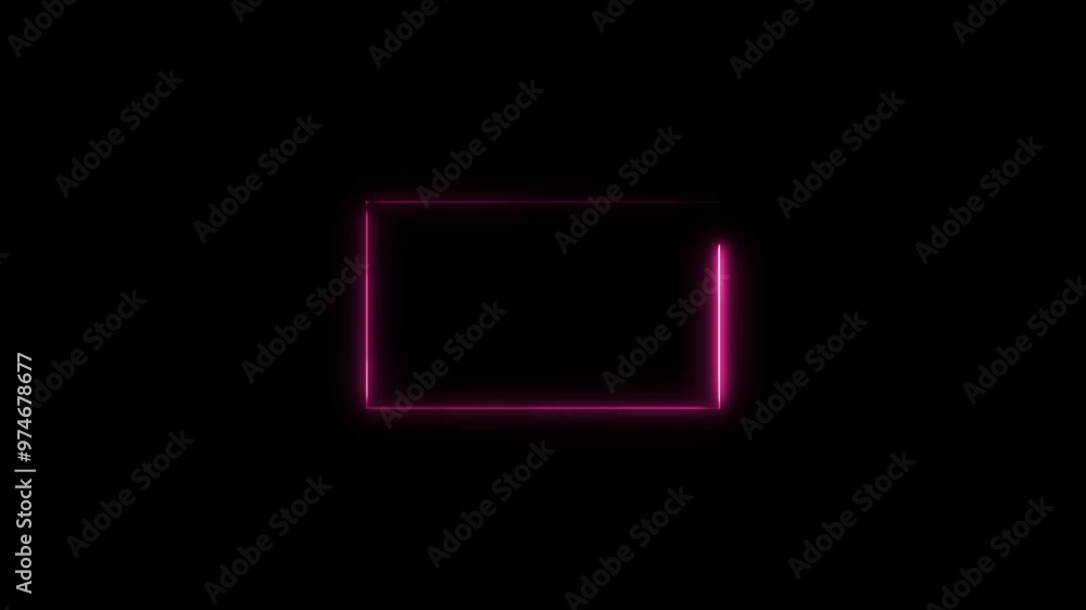 Neon lighting running rectringle frame animation on black background. Neon lighting running rectringle frame animation on black background.