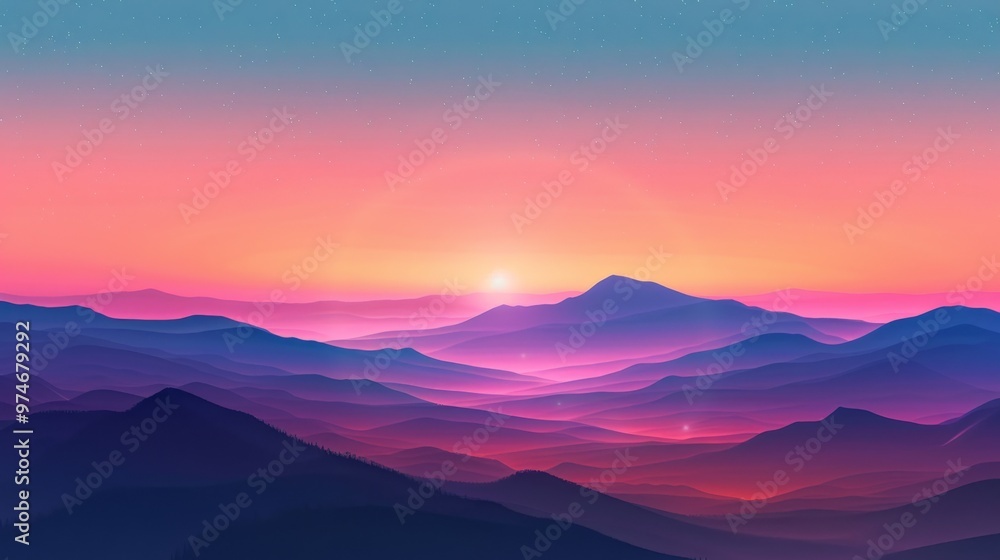 Fototapeta premium Minimalist Background: Bright Sunlight and Colorful Horizon Illustrating Nature’s Morning Beauty