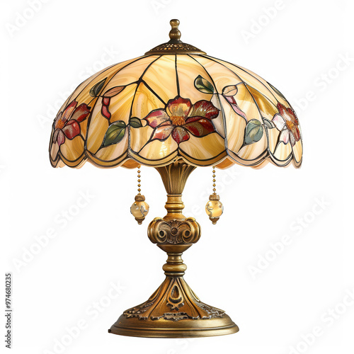 lamp stained glass decorative light vintage tiffany style floral ornate classic antique lampshade home decor interior illumination elegant artistic colorful intricate design 