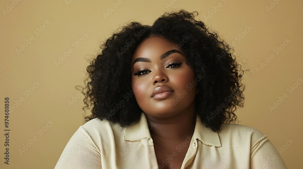 Plus size fashion model in casual clothes sexy fat woman on beige studio background : Generative AI Plus size fashion model in casual clothes sexy fat woman on beige studio background : Generative AI