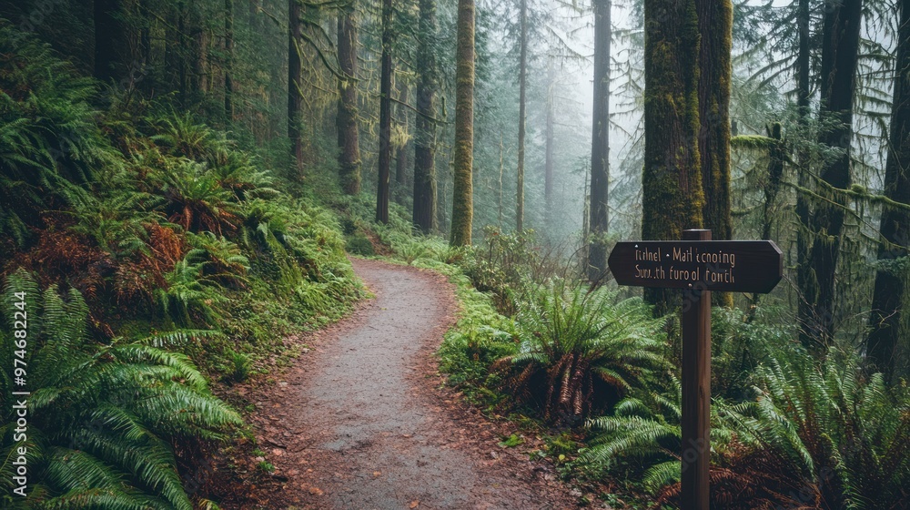 A serene forest path surrounded by lush greenery and misty atmosphere. A serene forest path surrounded by lush greenery and misty atmosphere.