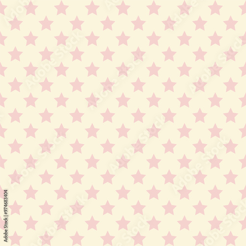 A soft pastel background featuring repeating pink stars on a light beige surface.