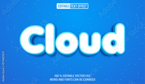 Editable 3d text style effect - Cloud Blue text effect Template
