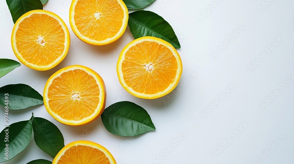 Orange fruit with orange slices and leaves isolated on white background Orange with clipping path : Generative AI Orange fruit with orange slices and leaves isolated on white background Orange with clipping path : Generative AI
