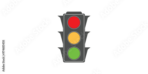 Stoplight sign. Icon traffic light on white background. Symbol regulate movement safety and warning. Electricity semaphore regulate transportation on crossroads urban road. Flat vector illustration.