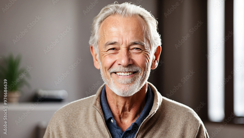 Retired Man with a Smile Indoors High Quality Portrait Retired Man with a Smile Indoors High Quality Portrait