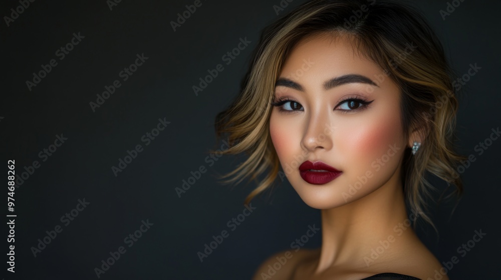A high-resolution portrait of a woman with elegant makeup and styled hair, exuding confidence and beauty in a professional setting. A high-resolution portrait of a woman with elegant makeup and styled hair, exuding confidence and beauty in a professional setting.