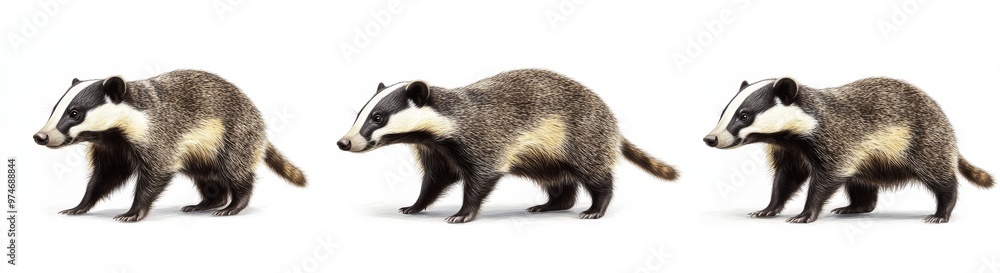 badger isolated on white background badger isolated on white background