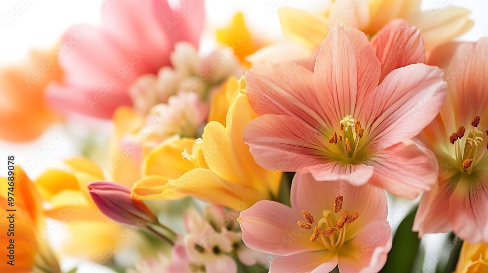 Bouquet of beautiful spring flowers isolated on white : Generative AI Bouquet of beautiful spring flowers isolated on white : Generative AI