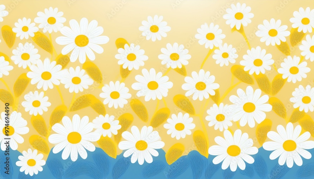 Obraz premium Arrière-plan de marguerites