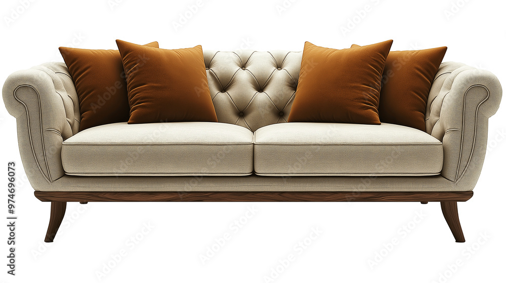 Modern Sofa for Living Room on Transparent Background with Copy Space Modern Sofa for Living Room on Transparent Background with Copy Space