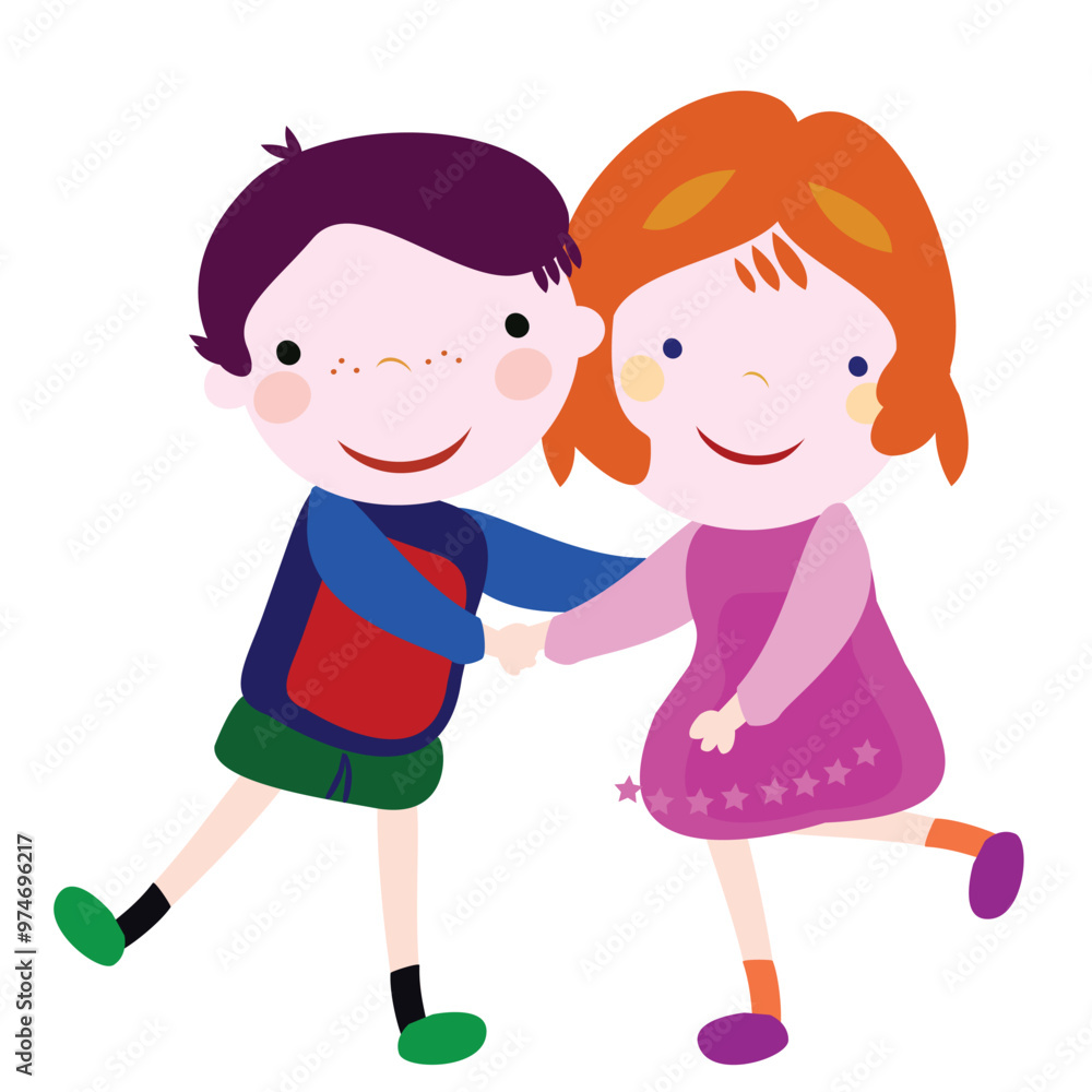 kids couple shaking hands illustration kids couple shaking hands illustration