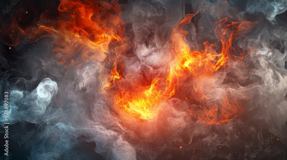 Dense multicolored smoke in red, blue, and white hues against a black background of vape smoke. Dense multicolored smoke in red, blue, and white hues against a black background of vape smoke.