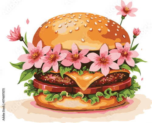 watercolor Burger Illustrator 