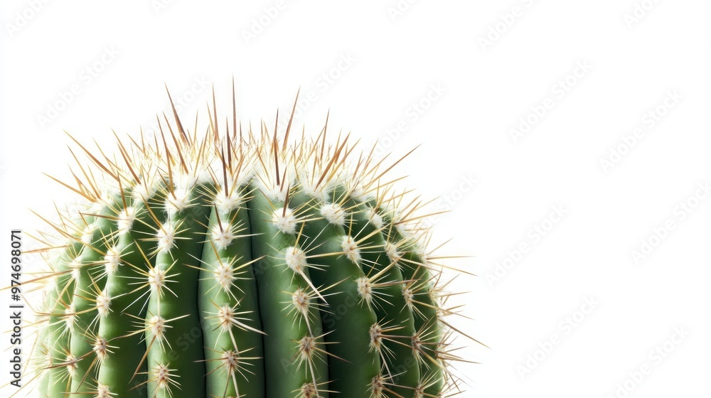 A close-up of a spiky cactus against a white background. A close-up of a spiky cactus against a white background.