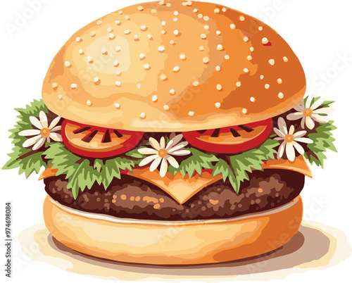 watercolor Burger Illustrator 