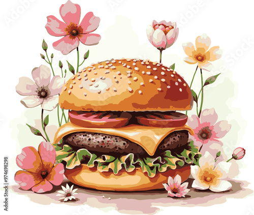 watercolor Burger Illustrator 