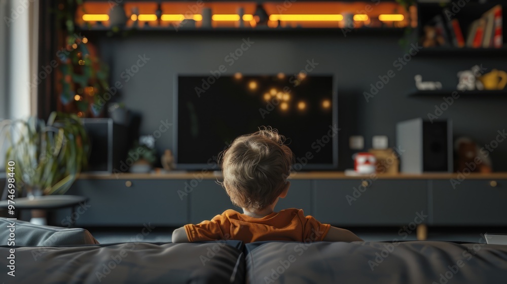 A child is watching television in a living room A child is watching television in a living room