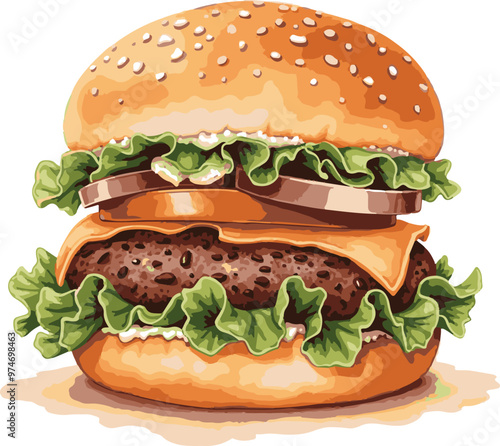 watercolor Burger Illustrator 