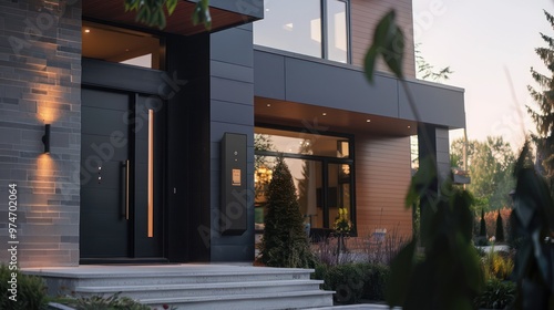 Wallpaper Mural Modern Home Entrance with Black Door Torontodigital.ca