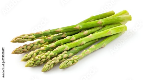 A fresh bunch of green asparagus, commonly used in cooking and healthy dishes.