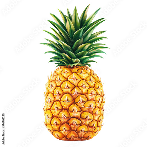 Vibrant pineapple isolated white background